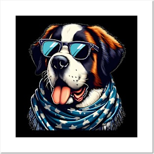 Funny St. Bernard with Sunglasses Posters and Art